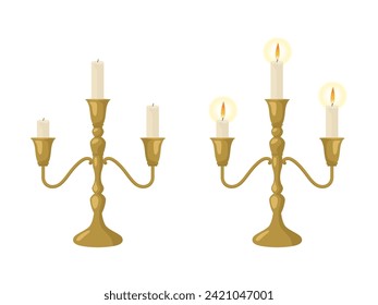 Candle candlestick set vector illustration