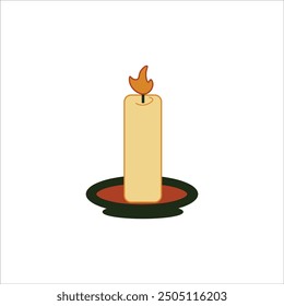 Candle with candlestick. Vector illustration