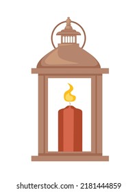 Candle in candlestick vintage design vector illustration isolated on white background