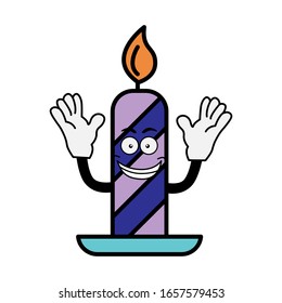 Candle cartoon character facial expressions vector illustration