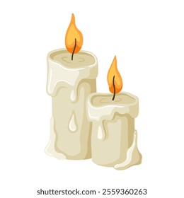 Candle in cartoone style. Flat vector illustration isolated on white background.