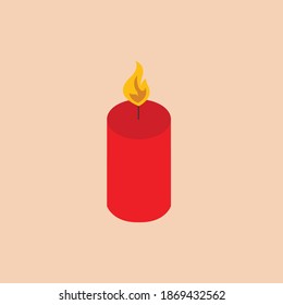 candle with cherry leaves Christmas icon


