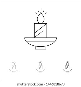 Candle, Christmas, Diwali, Easter, Lamp, Light, Wax Bold and thin black line icon set