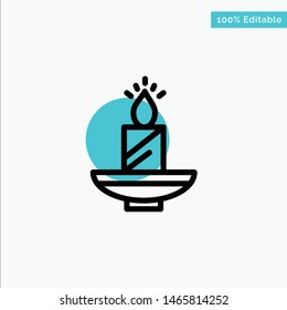 Candle, Christmas, Diwali, Easter, Lamp, Light, Wax turquoise highlight circle point Vector icon. Vector Icon Template background