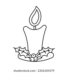 candle christmas holly light coziness line doodle