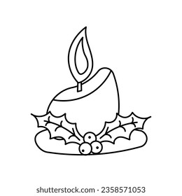 candle christmas holly light coziness line doodle