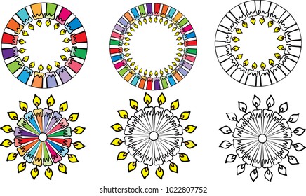 candle circle design icon set