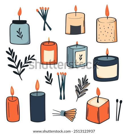 Candle Clipart Set. Flat Vector Illustration