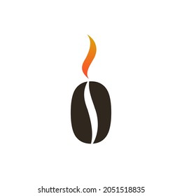 Candle Coffee Bean Logo Identity. Coffee Icon Symbol Vector Template. Candle Light Dinner Coffee Logo Concept Vector Design