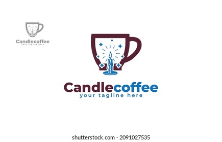 Candle coffee logo design. vector