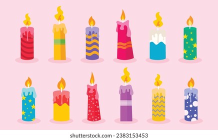 Colección de velas. ilustración vectorial plana 