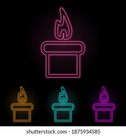 candle color neon set. Simple thin line, outline vector of web icons for ui and ux, website or mobile application