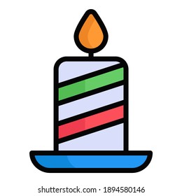 candle colored line icon isolated