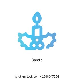 Candle colorful linear icon vector on white background. X-mas gradiential icon illustration.
