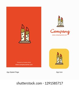 Candle Company Logo App Icon and Splash Page Design. Creative Business App Design Elements