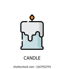 Candle concept line icon. Simple element illustration. Candle concept outline symbol design. Can be used for web and mobile UI/UX . Modern vector style. 