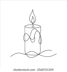 
Candle Continuous line art flat vector illustration