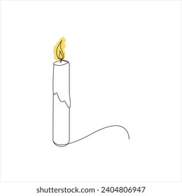 candle continuous line drawing art. one line drawing background. vector illustration
