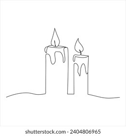candle continuous line drawing art. one line drawing background. vector illustration
