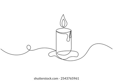 Candle continuous line drawing of isolate outline simple vector icon