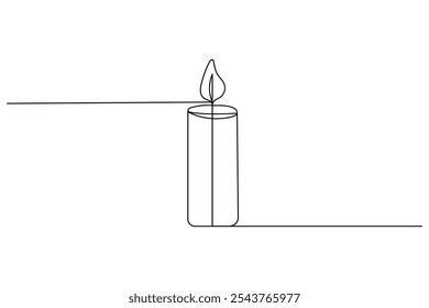 Candle continuous line drawing of isolate outline simple vector icon