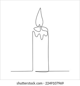Candle in continuous line style on isolated background - vector image