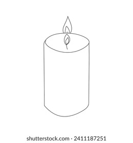 Candle continuous one line drawing  outline vector illustration