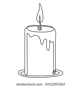 Candle continuous one line drawing of out line vector illustration single line art