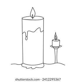 Candle continuous one line drawing of out line vector illustration single line art