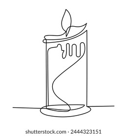Candle continuous one line drawing  outline vector illustration

