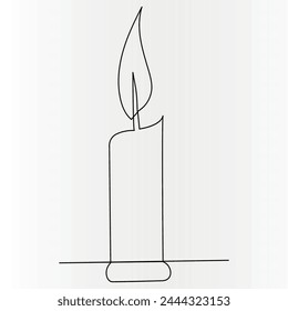 Candle continuous one line drawing  outline vector illustration

