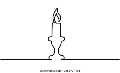 Candle Continuous One Line Drawing Icon for Modern Design, Candle one line drawing Vector illustration