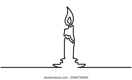 Candle Continuous One Line Drawing Icon for Modern Design, Candle one line drawing Vector illustration