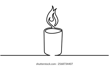 Candle Continuous One Line Drawing Icon for Modern Design, Candle one line drawing Vector illustration