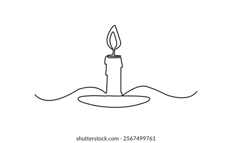 candle continuous one-line drawing vector