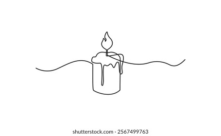 candle continuous one-line drawing vector