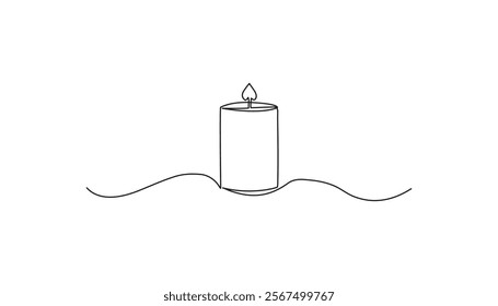 candle continuous one-line drawing vector