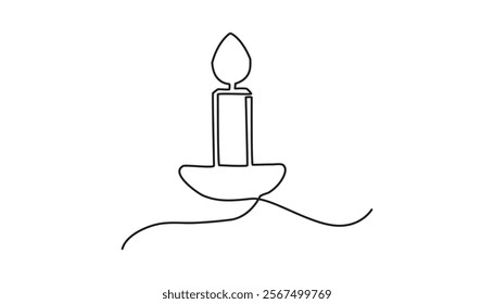 candle continuous one-line drawing vector