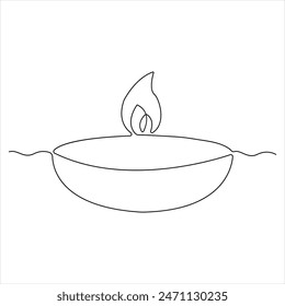 Candle continuous single line drawing Isolated on white background vector minimalist style