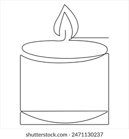 Candle durchgehende Einzelzeilenzeichnung Isoliert auf weißem Hintergrund Vektorgrafik minimalistischer Stil