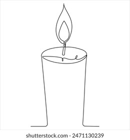 Candle durchgehende Einzelzeilenzeichnung Isoliert auf weißem Hintergrund Vektorgrafik minimalistischer Stil
