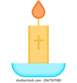 Candle cross color icon. Simple color vector elements of religious holiday for ui and ux, website or mobile application on white background