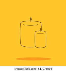 Candle cute icon in trendy flat style isolated on color background. Thanksgiving symbol for your design, logo, UI. Vector illustration, EPS10.