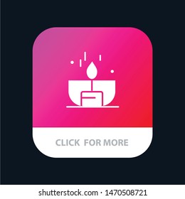 Candle, Dark, Light, Lighter, Shine Mobile App Button. Android and IOS Glyph Version. Vector Icon Template background