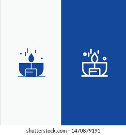 Candle, Dark, Light, Lighter, Shine Line and Glyph Solid icon Blue banner Line and Glyph Solid icon Blue banner. Vector Icon Template background