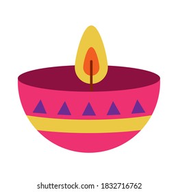 candle of day of dead over white background, flat style, vector illustration