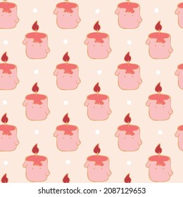 Candle day on 11 December. Advent, light fire lamp. Earth hour burning memorial candles, Old candlestick. Christmas Xmas time. Cute pattern vector illustration.