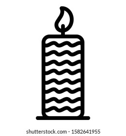 Candle decorated with a zigzag icon. Outline candle decorated with a zigzag vector icon for web design isolated on white background