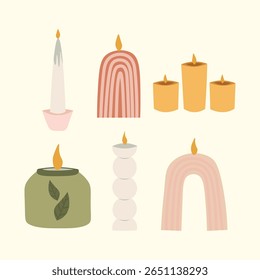 Candle Decoration Bohemian Interior Illustration