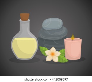 Candle and decoration. Spa center design. Vector graphic